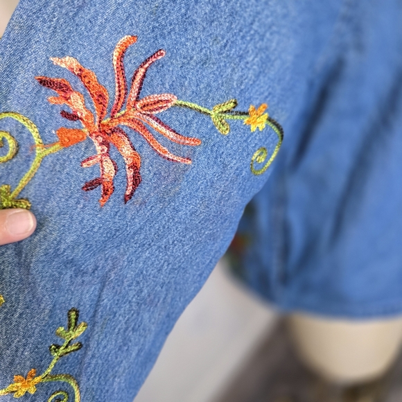 Tamtrums Vintage Embroidered Denim‎ Jacket Womens L - Picture 8 of 10